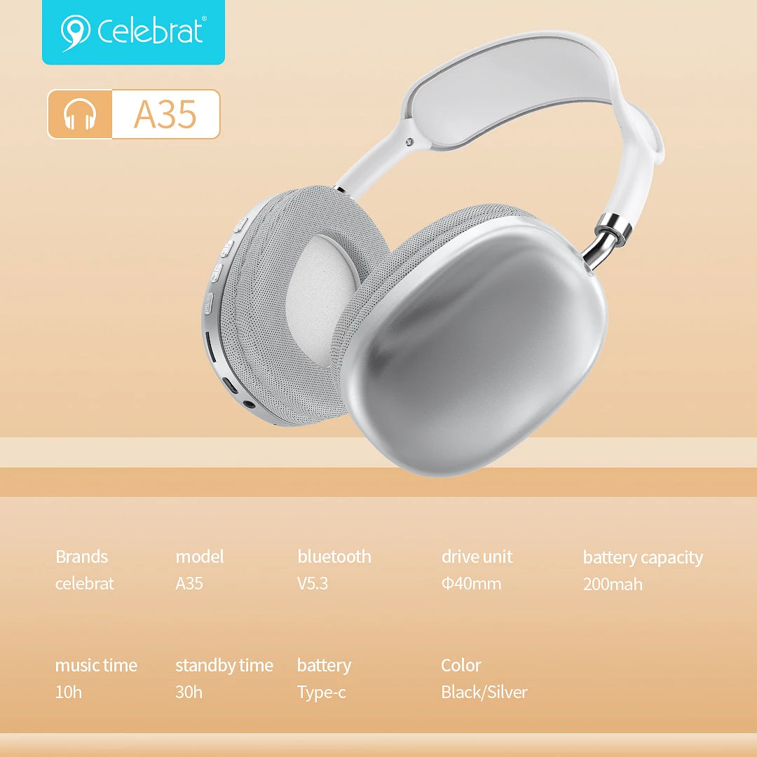 Celebrat A35 Bluetooth Headphones White